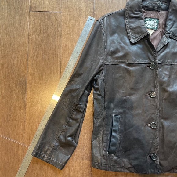 Oversized Vintage 90s Roots Leather Jacket Chocolate Brown - Picture 6 of 13